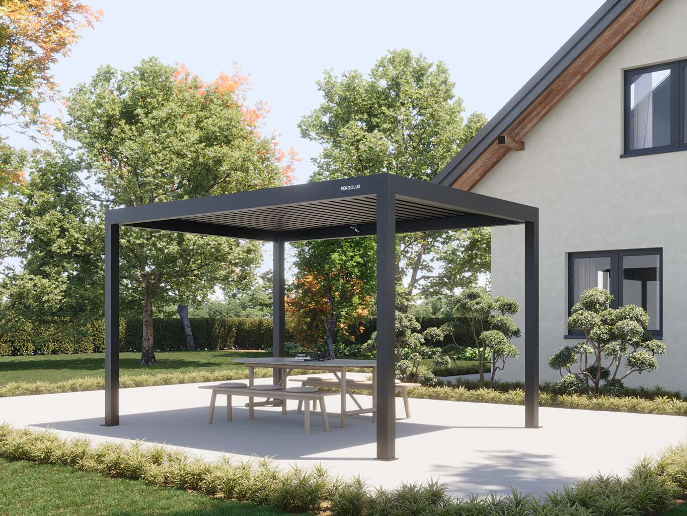 markisen eberhard Allwetter-Pergola-Bausatz mit manuellem Dach | Serie 4